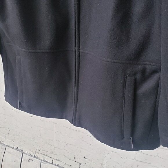 Lazetti Couture 100% Wool Coat Mens Size M Solid Black Full Zip Pockets Winter - Picture 3 of 10